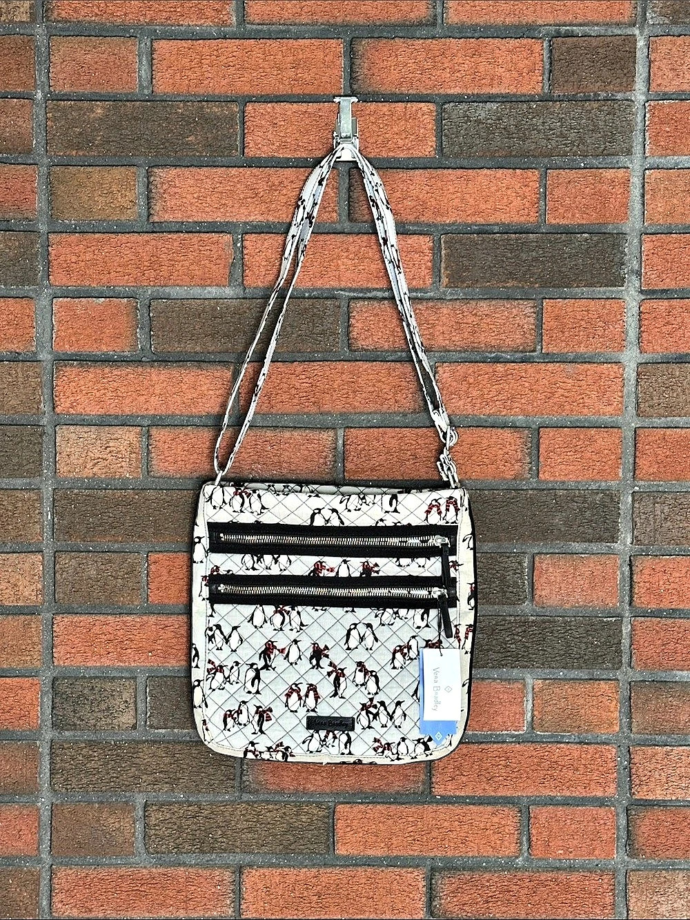 Vera Bradley Iconic Triple Zip Hipster Crossbody Bag Gray & Black NWT